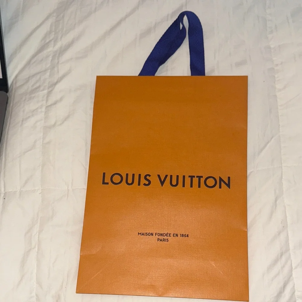 Louis Vuitton Orange Gift Shopper with Blue Ribbon Handle